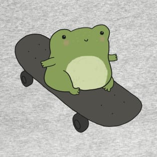 Cute Frog on Skateboard, Kawaii Cottagecore Aesthetic for Skateboarding Fans T-Shirt